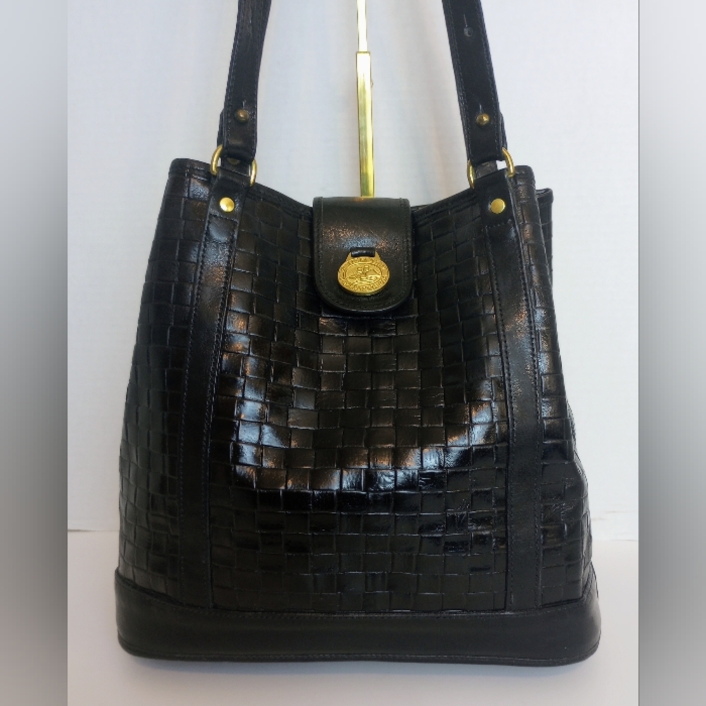 Black Woven Leather Shoulder Bag - Picture 3 of 13